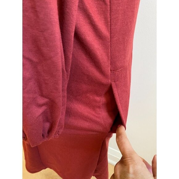 MAX Studio BNWOT Lantern Sleeve Dress Burgundy - Picture 4 of 8